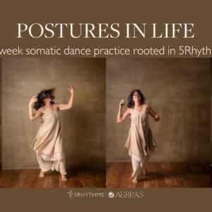 Postures in Life, a four-week Aurras Waves somatic movement series rooted in 5Rhythms, exploring collapse, contract, extend, and hyperextend. Thursdays in September at Joe Goode Annex in San Francisco.